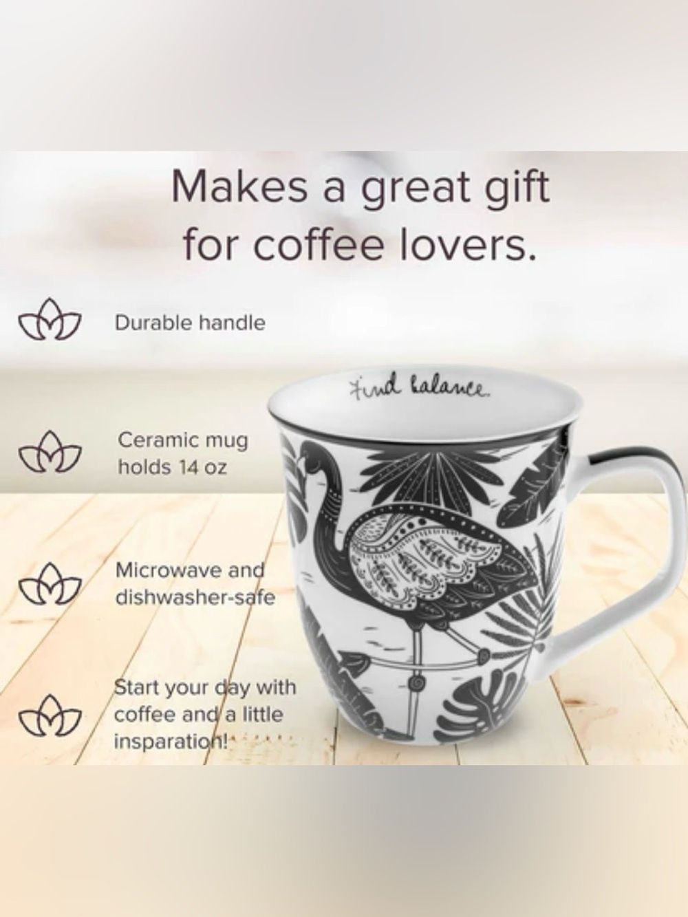 Karma Flamingo Hobo Coffee Tea Mug Cup NEW WITH TAGS “Find Balance” - Picture 5 of 13